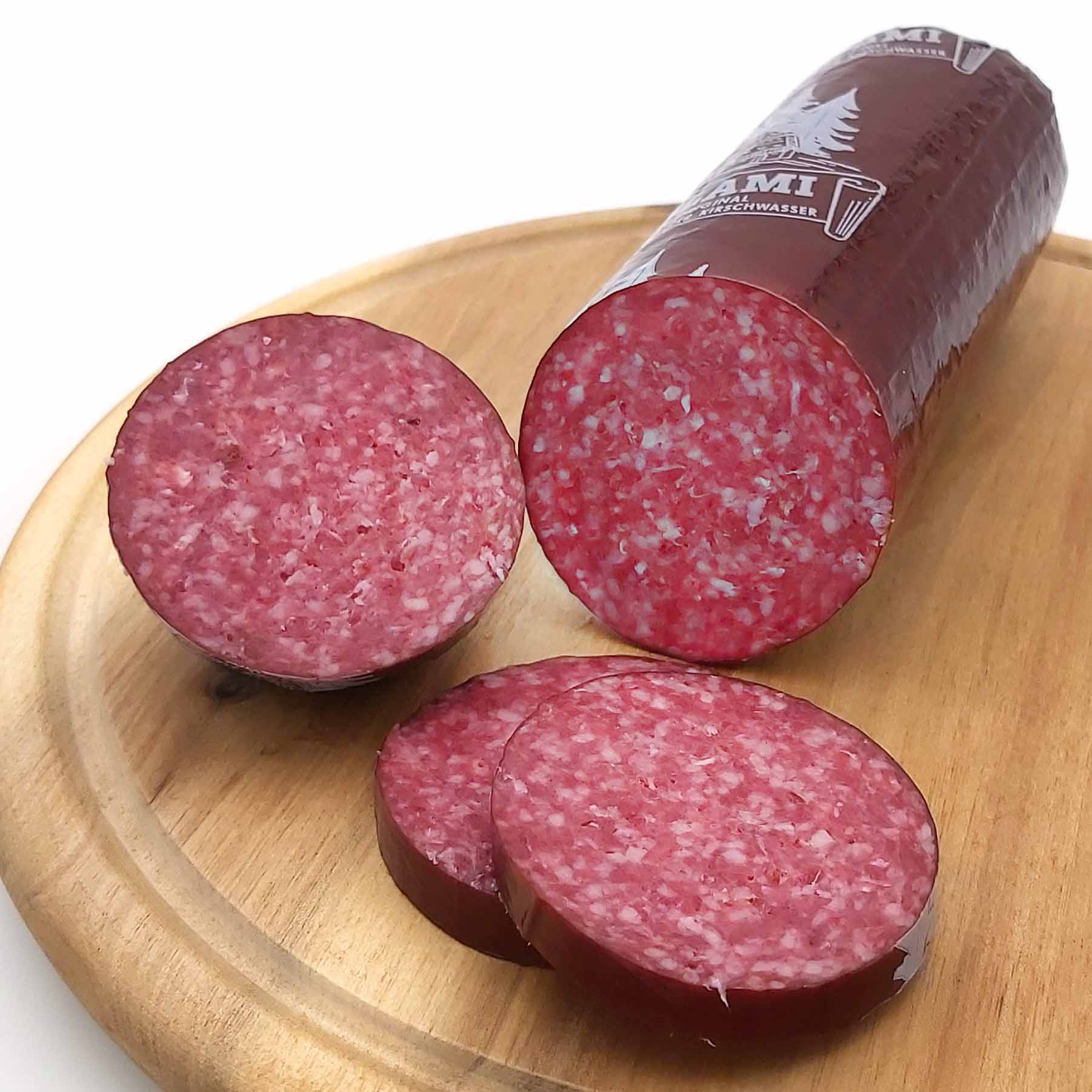 Schwarzwälder Kirschwasser Salami am Stück 350g Anschnitt