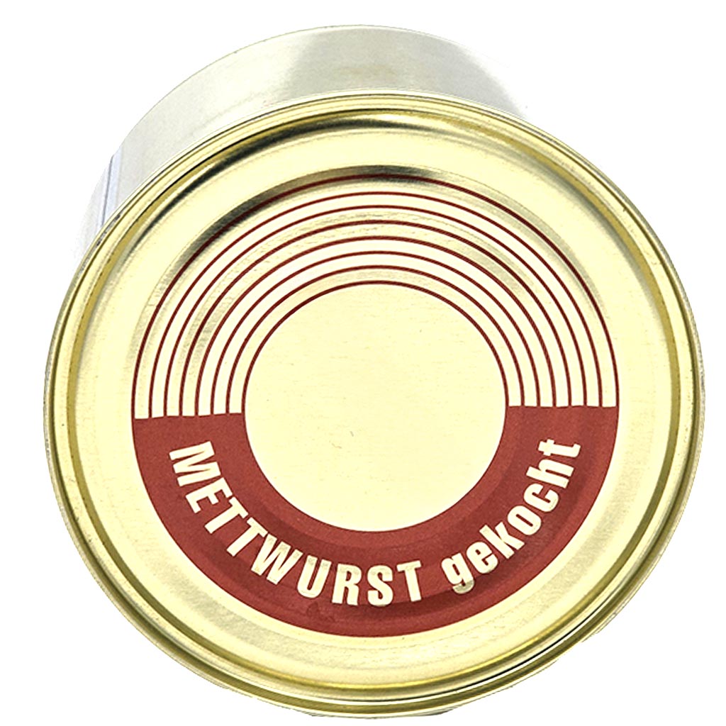 Dosendeckel, Mettwurst, Doseninhalt, Konservendose, Wurstprodukt