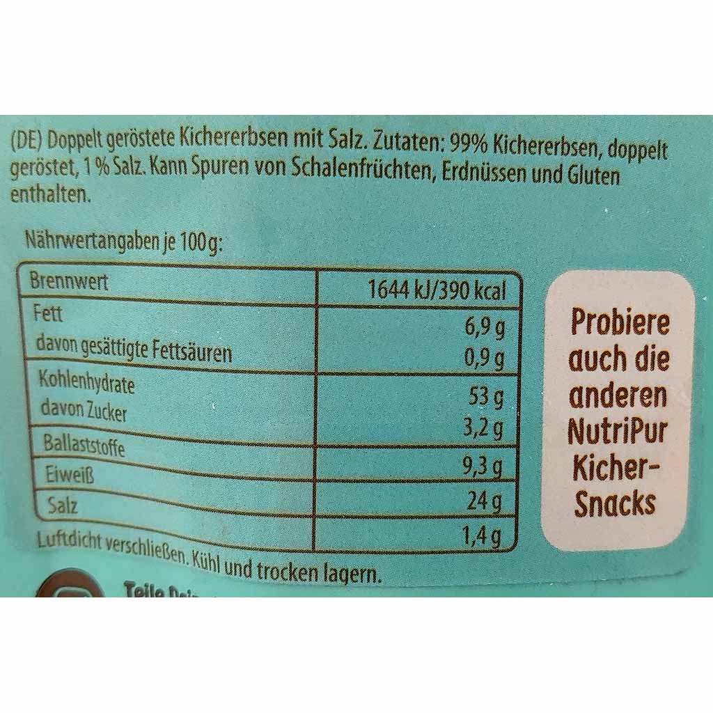 NutRipur Kichererbsen Snacks mit Salz doppelt geröstet 120g