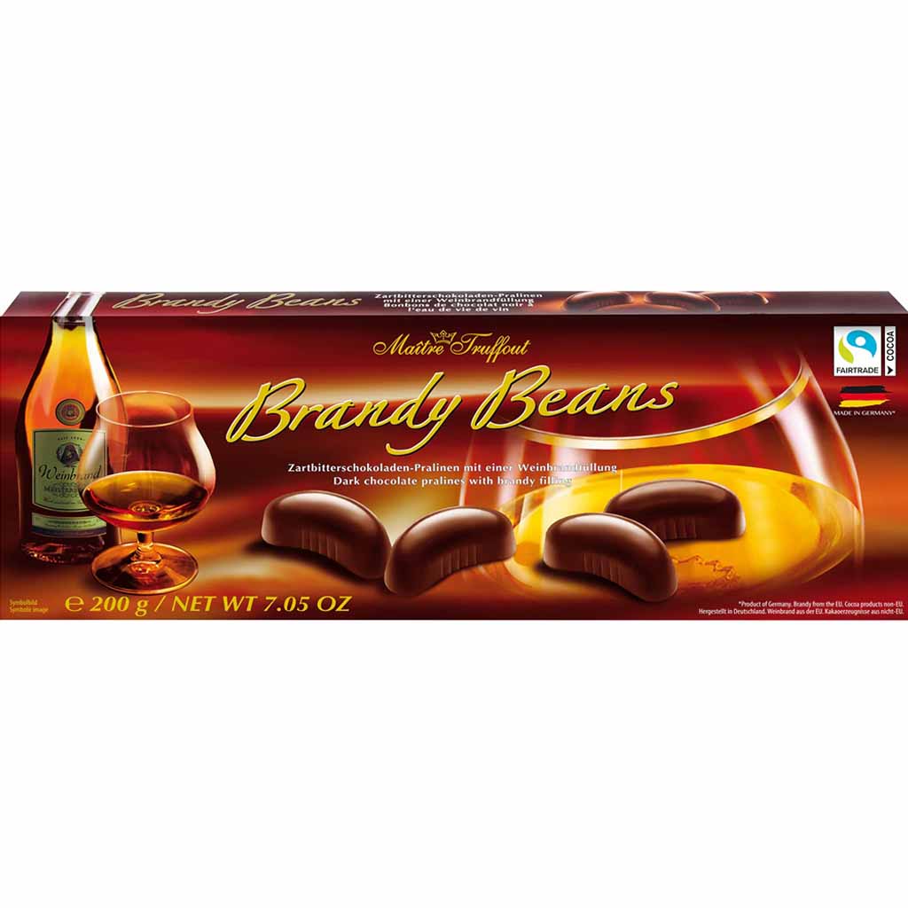 Maitre Truffout Pralinen Brandy Beans Weinbrandbohnen 200g MHD 11.11.26