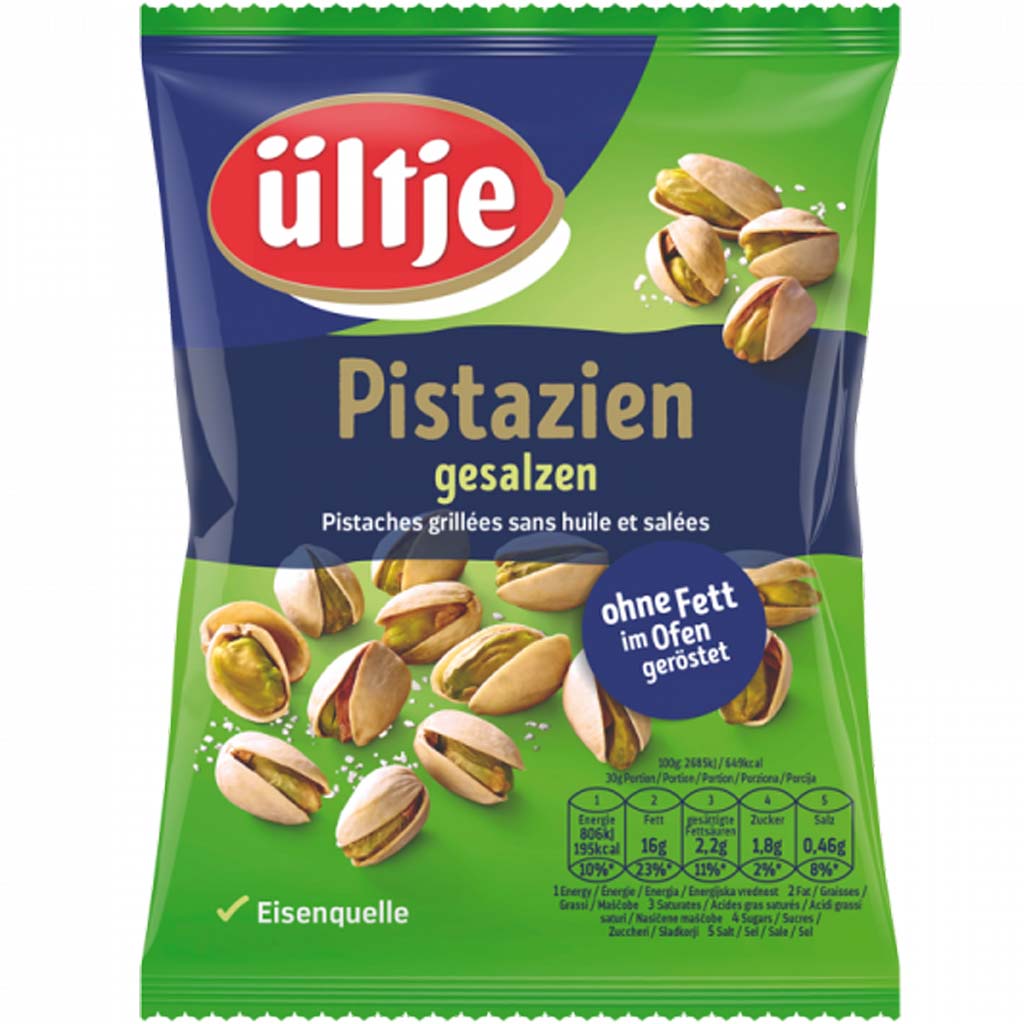 ültje Pistazien gesalzen  ohne Fett geröstet 150g Beutel MHD 30.10.26
