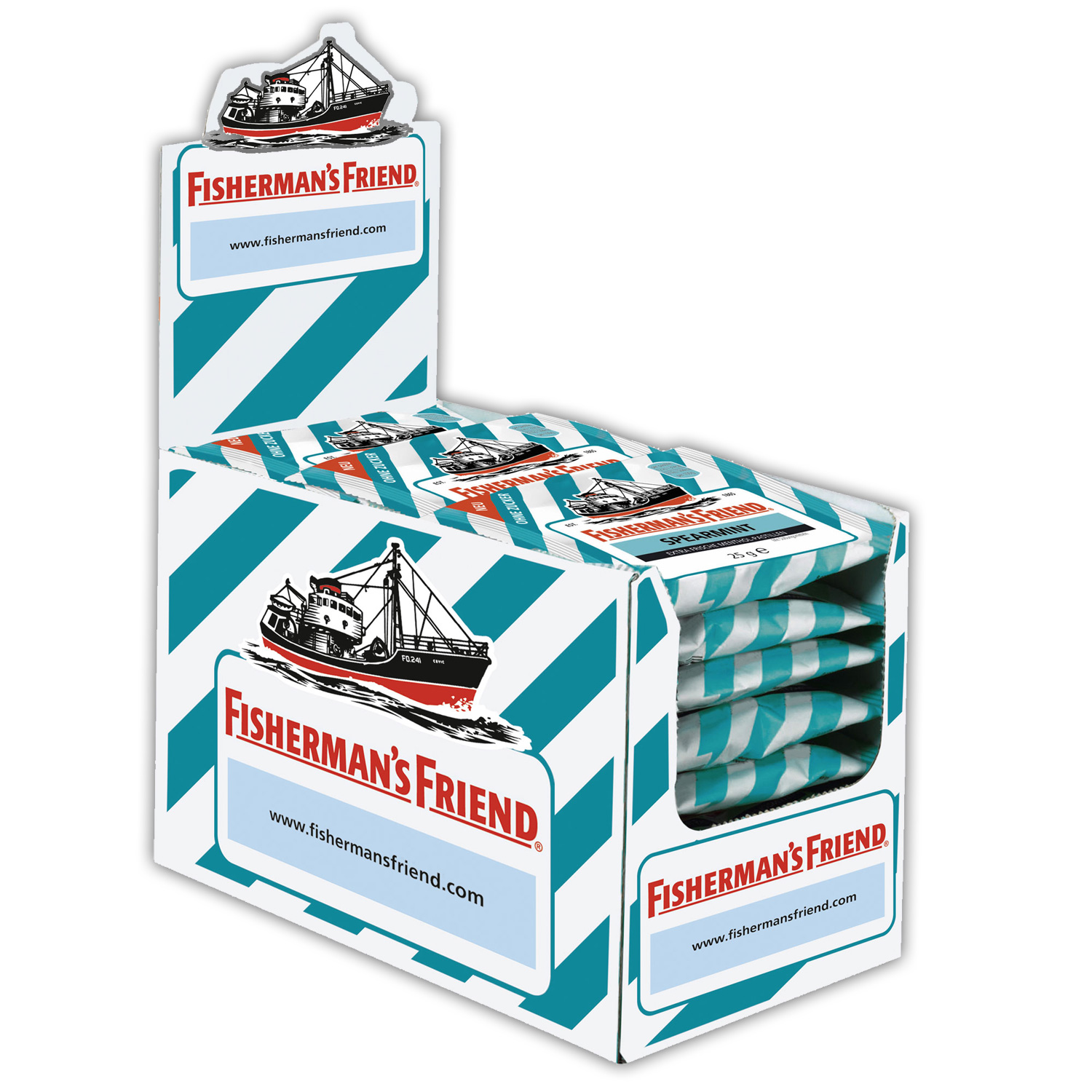 24x Fishermans Friend SPEARMINT ohne Zucker á 25g=600g MHD 30.12.28