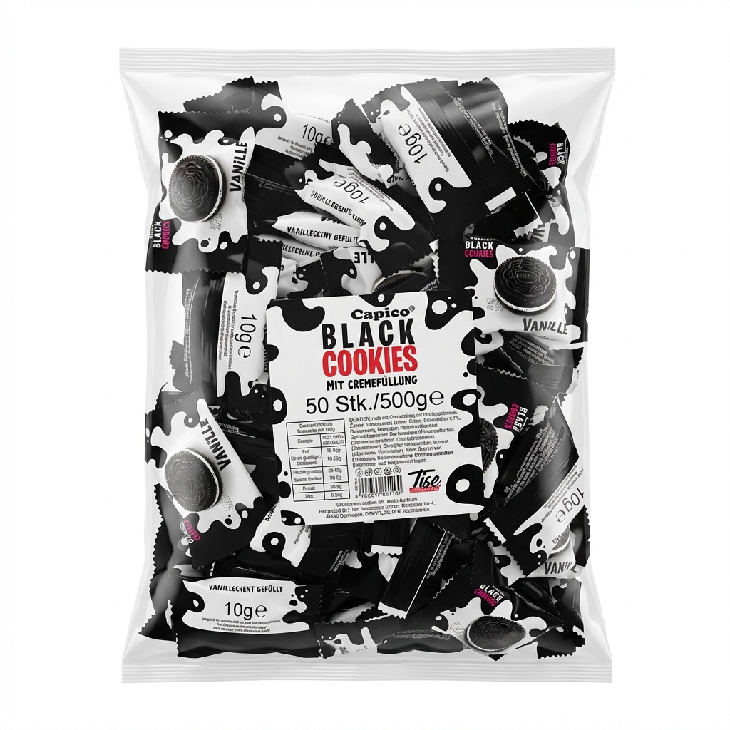 Cookies, Schwarze Kekse, Verpackung,  wrappern, Süßigkeit