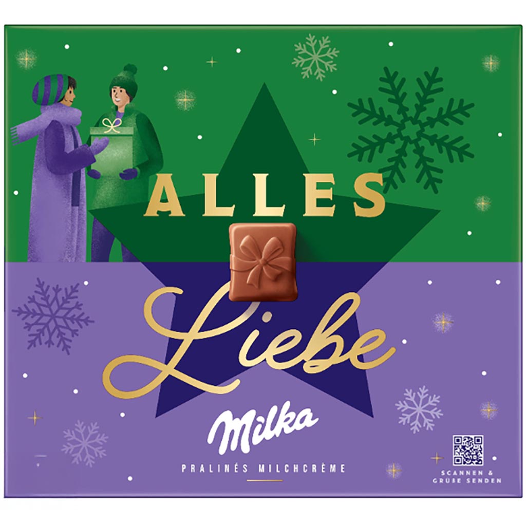 Schokolade, Pralinen, Milchcreme, Geschenkverpackung, Quadratisches Layout