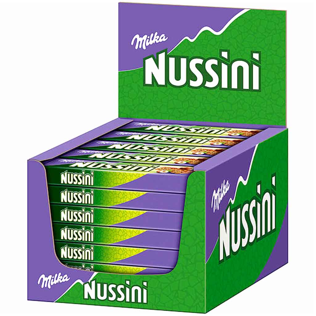 35x Milka Nussini Haselnuss á 31,5g=1102,5g MHD 15.08.26