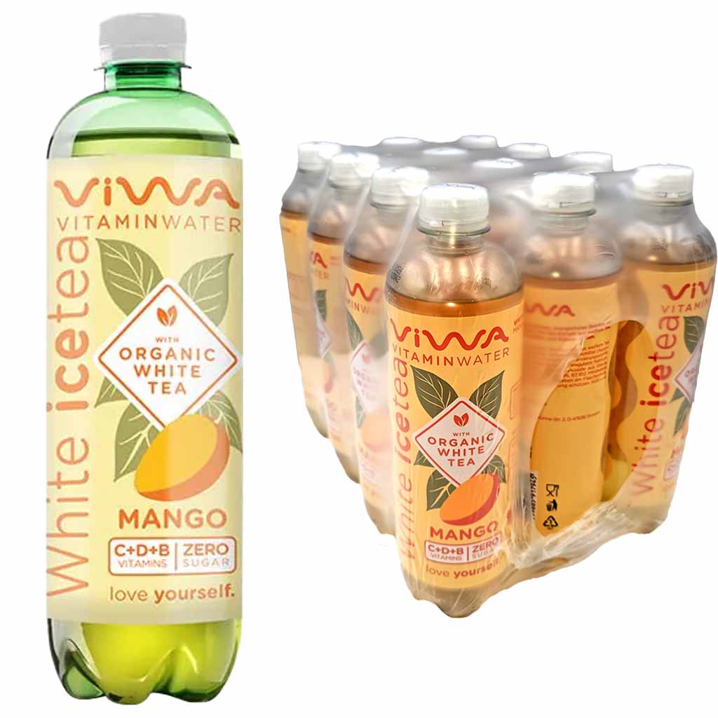 VIWA Vitaminwater White Icetea Mango Zero Sugar 12x600ml PET Fl. = 7,2L MHD 16.07.26