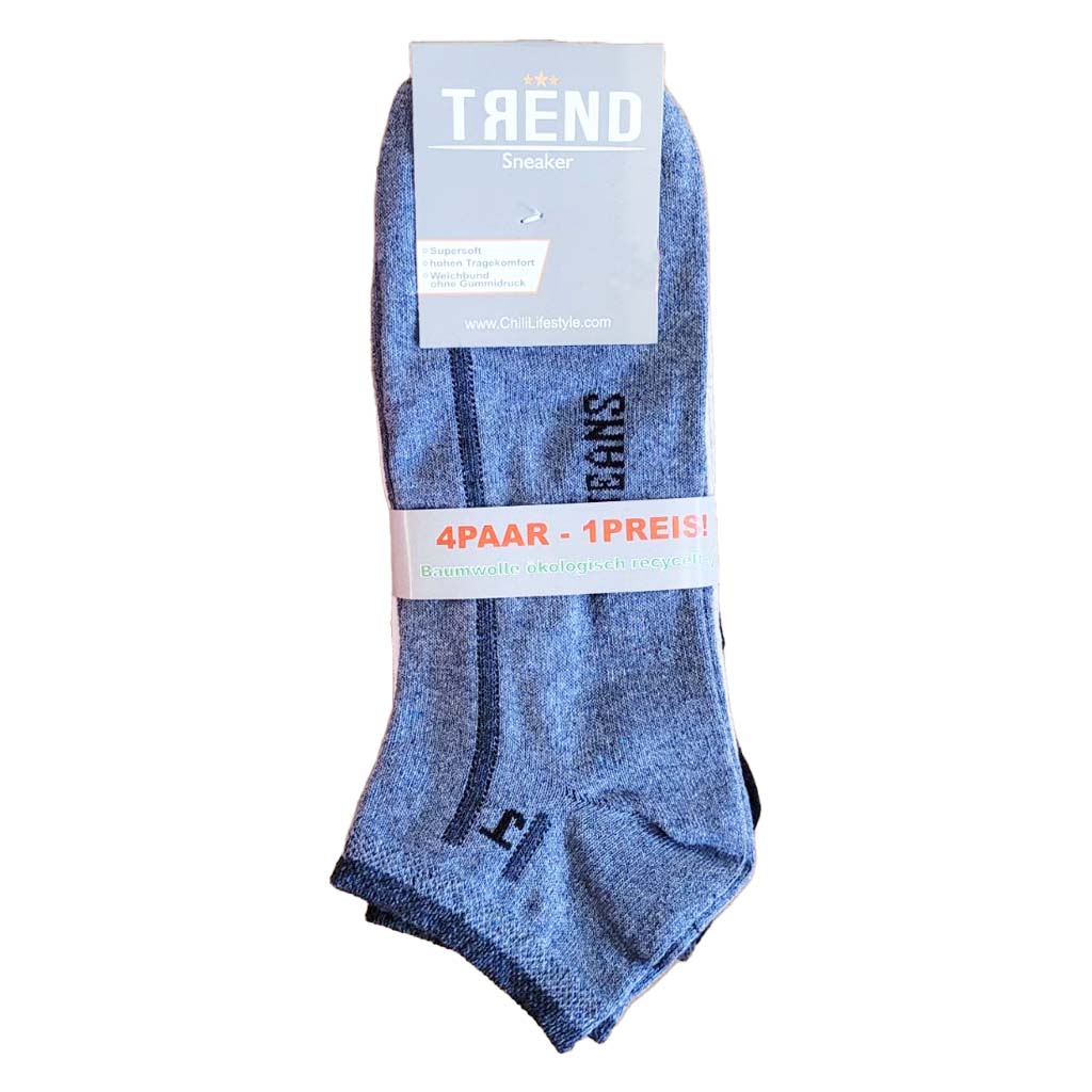 Trend Sneaker Jeans Socken 4er Gr 39-42