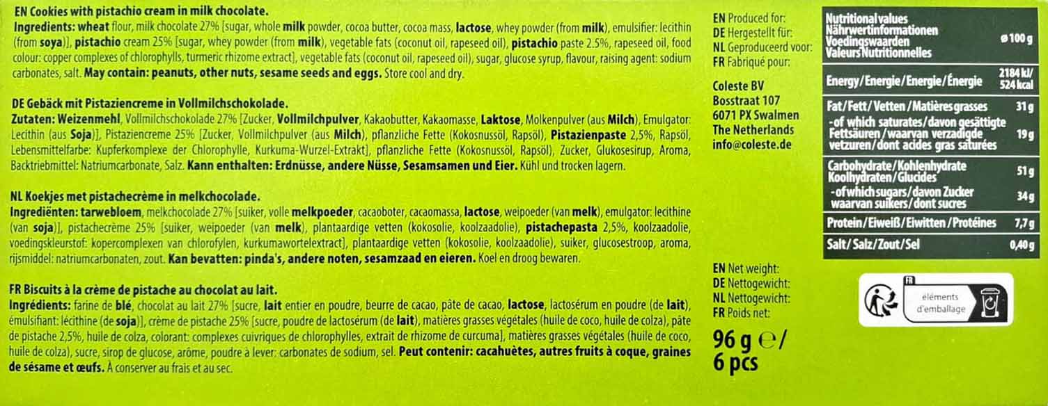 Bardollini Pistachio Cookies 96g   Back