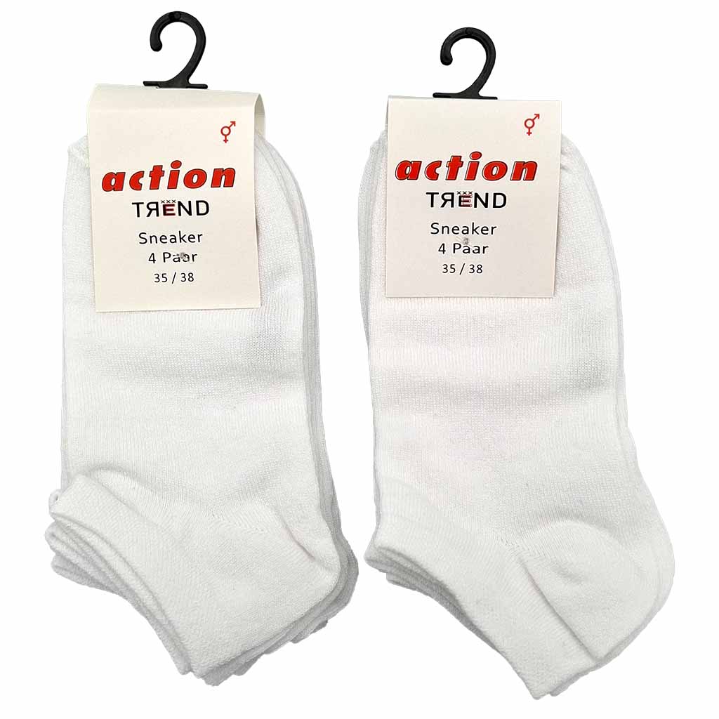 8 Paar action Sneaker Unisex weiss 35-38