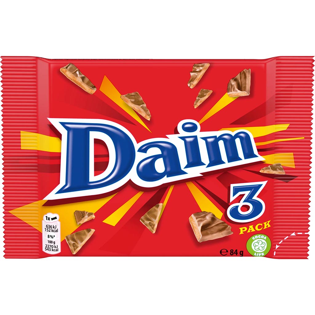 Schokoriegel, Daim, Verpackung, 84g, 3er Pack