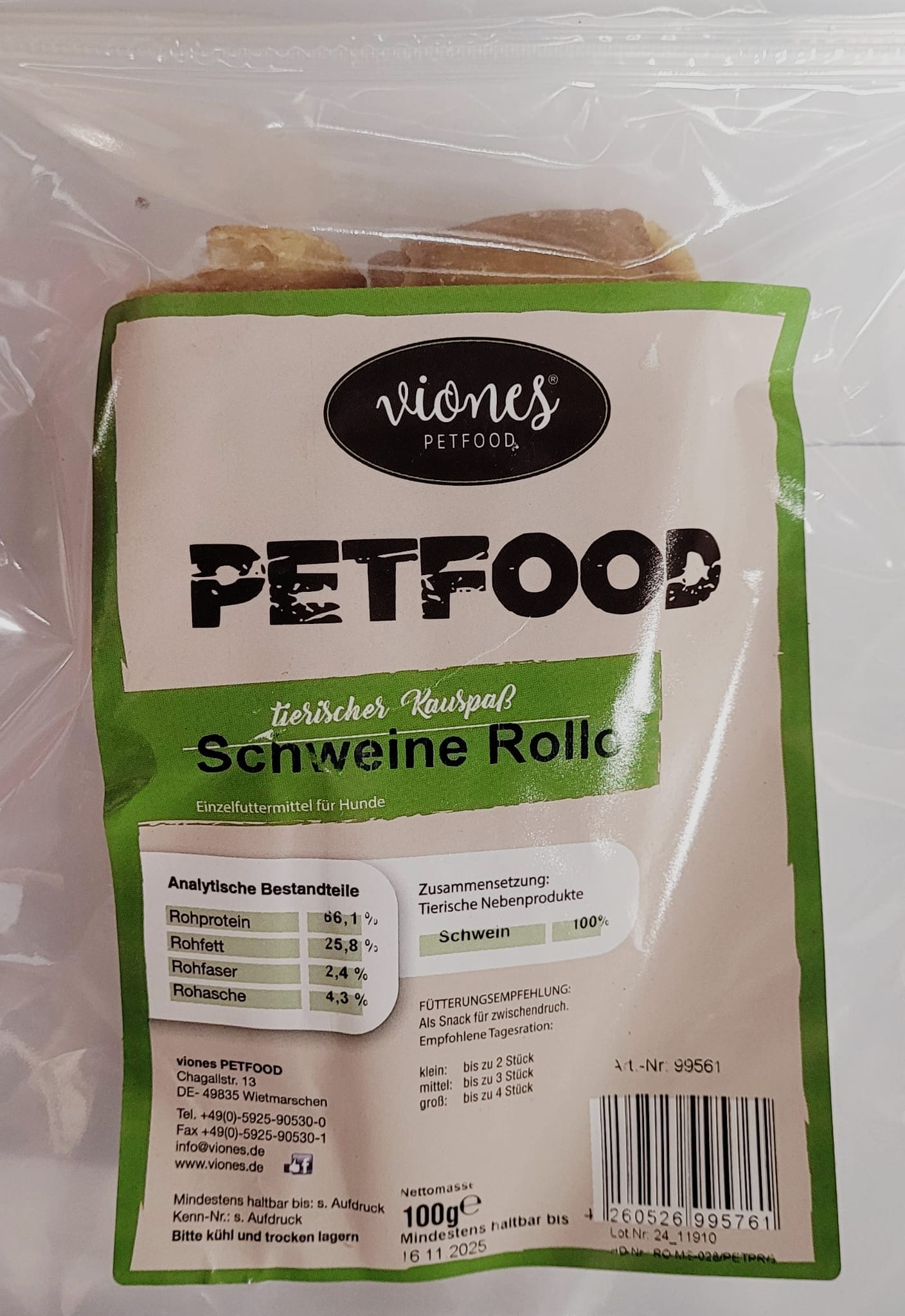 Hundesnack Schweine Rollo 100g MHD 01.08.27