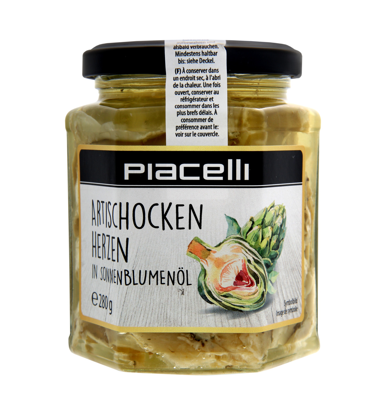 Piacelli Antipasti Artischockenherzen in Sonnenblumenöl 280g MHD 20.10.28