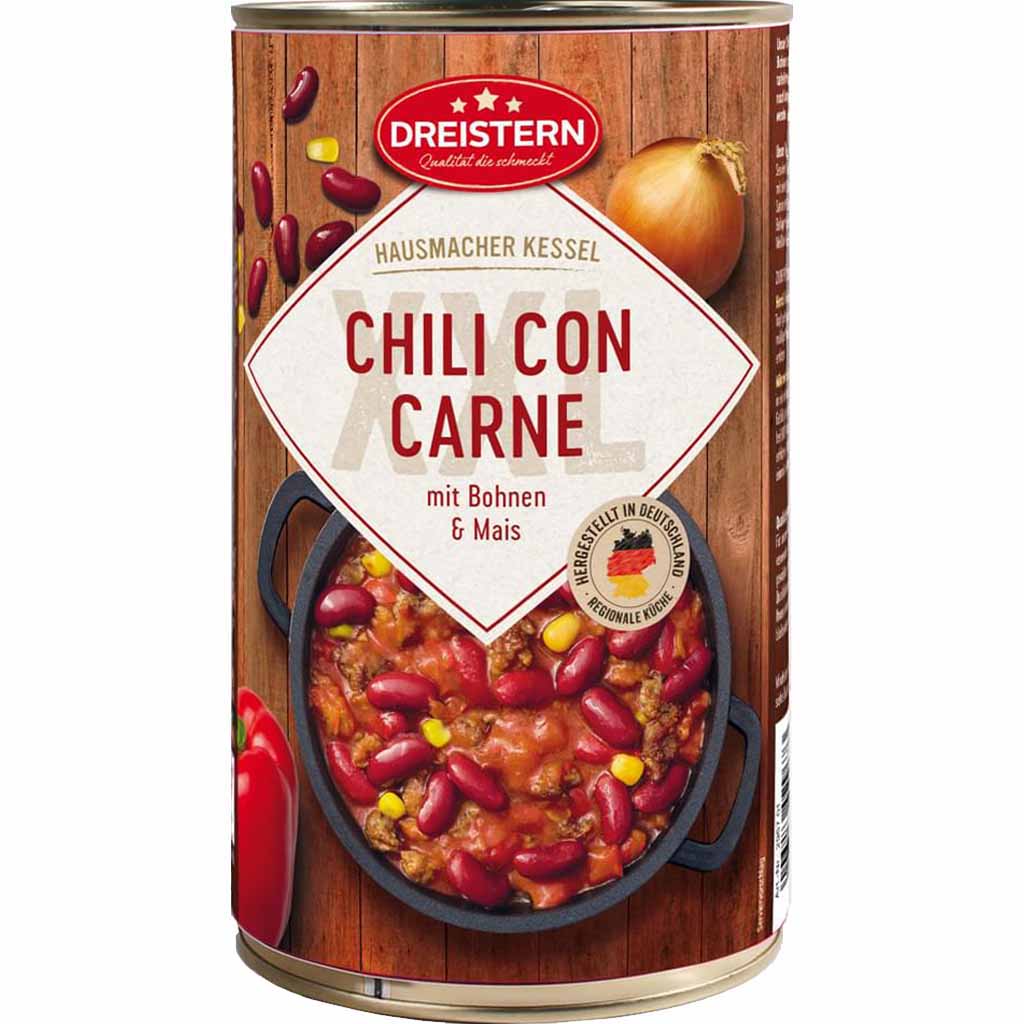 Dreistern Chili con Carne mit Bohnen & Mais 1200g MHD 03.12.28