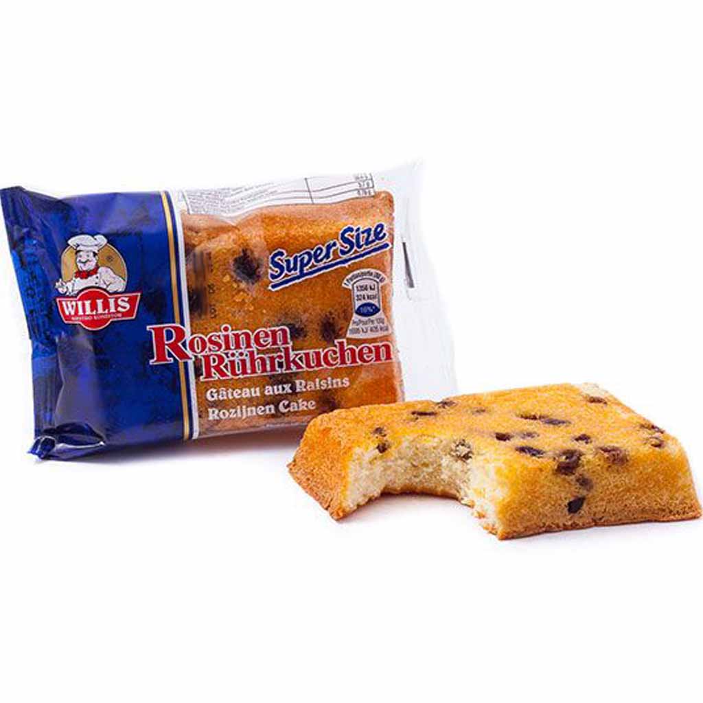30x Willis Rührkuchen mit Rosinen á 80g=2,4kg MHD 02.03.26