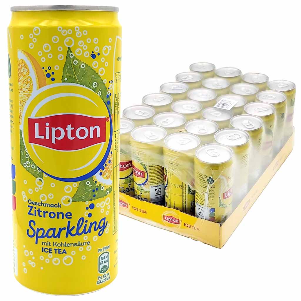 24x Lipton Sparkling Eistee Zitrone mit Kohlensäure ICE TEA  24 x 0,33 L