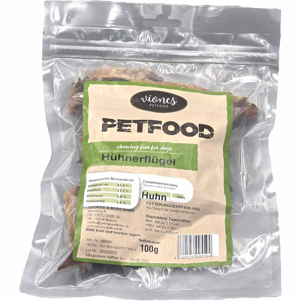 Viones Petfood Hühnerflügel 100g MHD 05.08.27