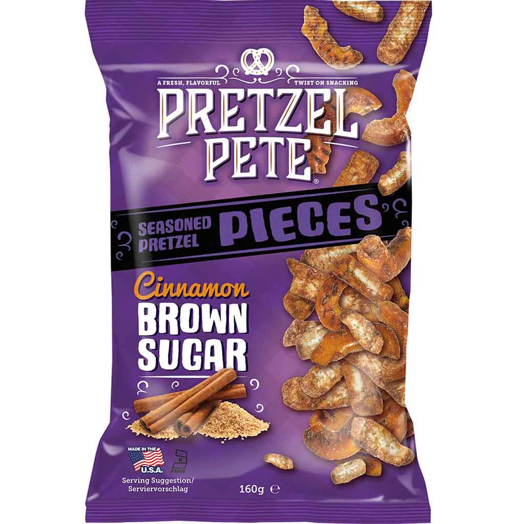 Pretzel Pete Cinnamon Brown Sugar Brezelstücke 160g MHD 03.04.26