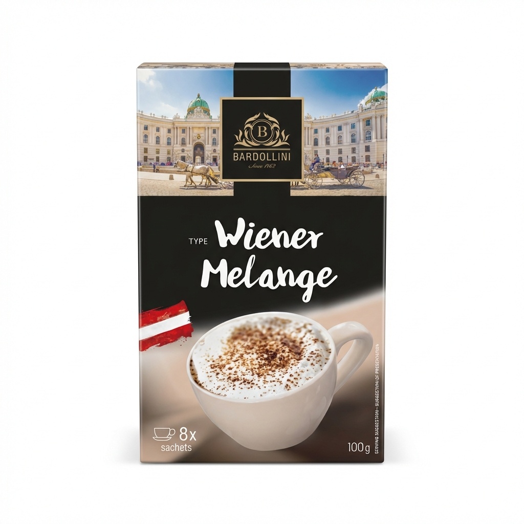 Kaffee-Mischung, Wiener Melange, Kartonverpackung, 100 g, 8x sachets