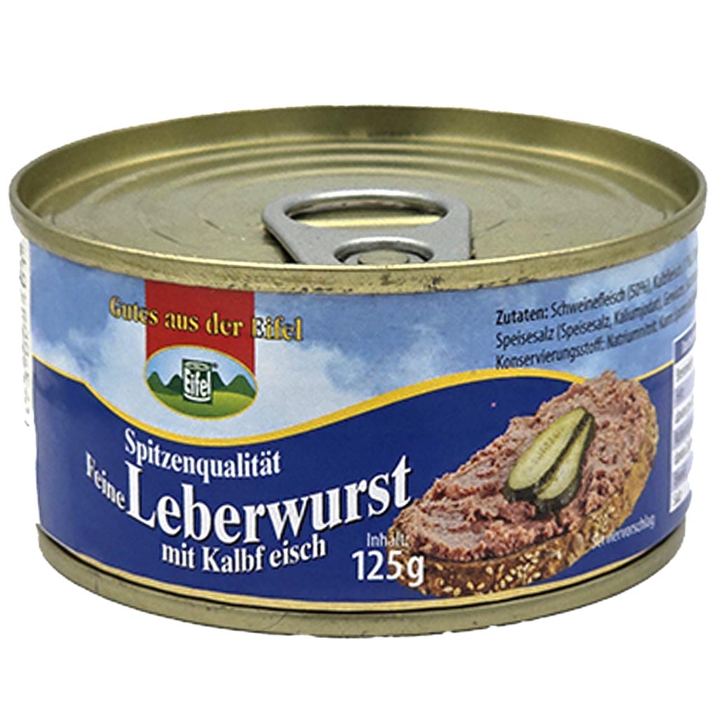 Dosenfutter, Leberwurst, 125g, Dosenkonserve, Rinderleberwurst