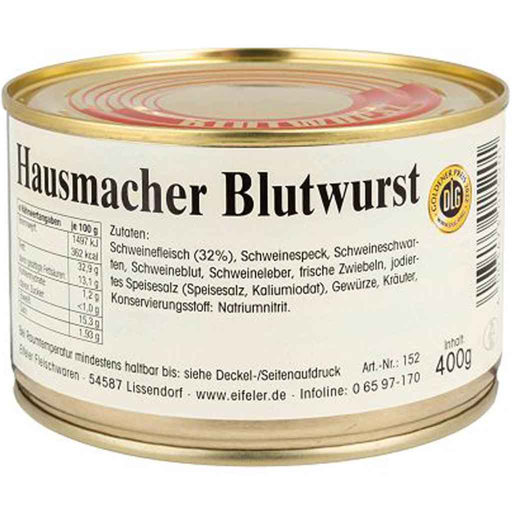Gutes aus der Eifel Hausmacher Blutwurst 400g MHD 10.02.28