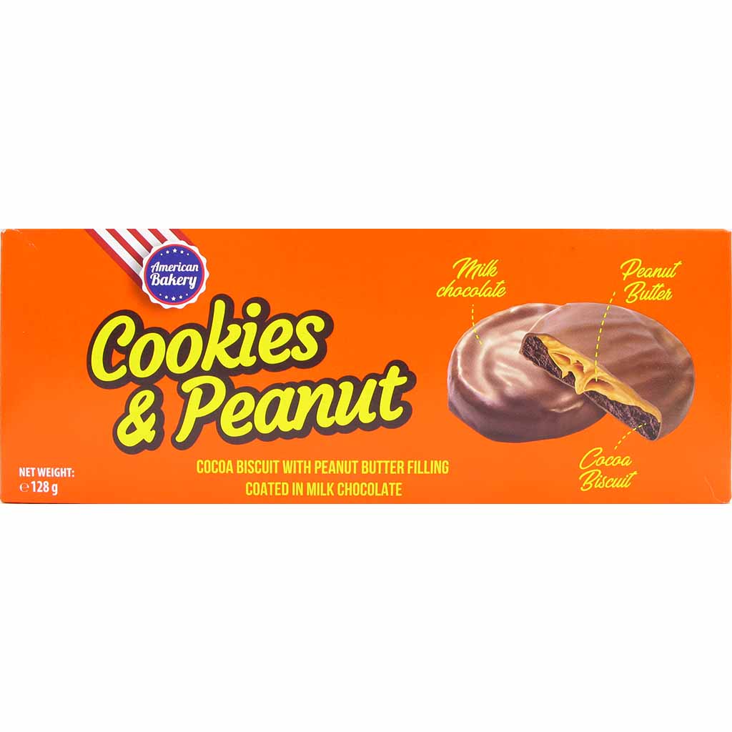American Bakery Cookies & Peanut Kekse 128g MHD 21.01.27
