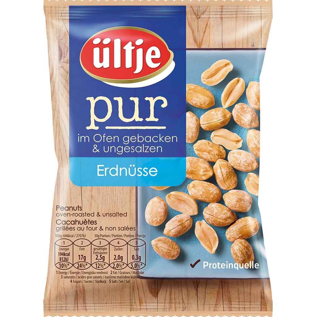ültje pur Erdnüsse gebacken & ungesalzen 200g MHD 30.05.26