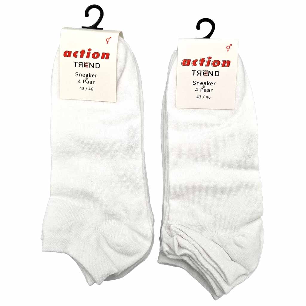 8 Paar action Sneaker Unisex weiss 43-46