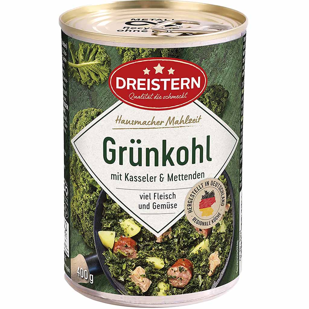 Dreistern Grünkohl mit Kasseler und Mettenden 400g MHD 08.01.29