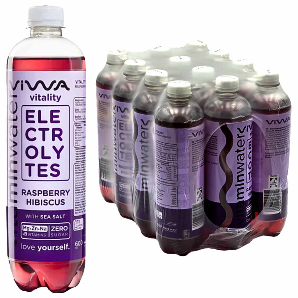VIWA Electrolytes Raspberry Hibiscus 12x600ml PET fl. = 7,2L MHD 09.10.26