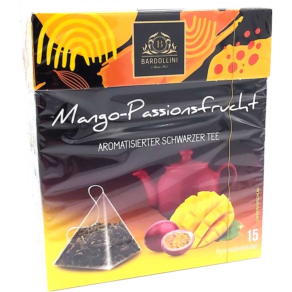 Bardollini Schwarzer Tee mit Mango-Passionsfrucht 15 Beutel Tassen 22,5g