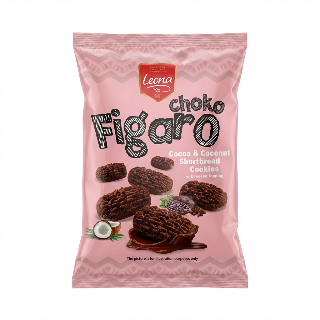 Kakao-Kekse, Shortbread-Kekse, Schokoladenkekse, Kokosnuss, Rosa Verpackung