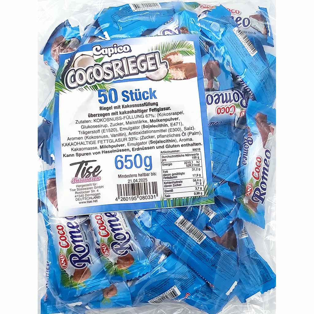 Capico Cocosriegel 50er Pack, 650g Riegel mit Kokosnussfüllung GTIN 4260195080331