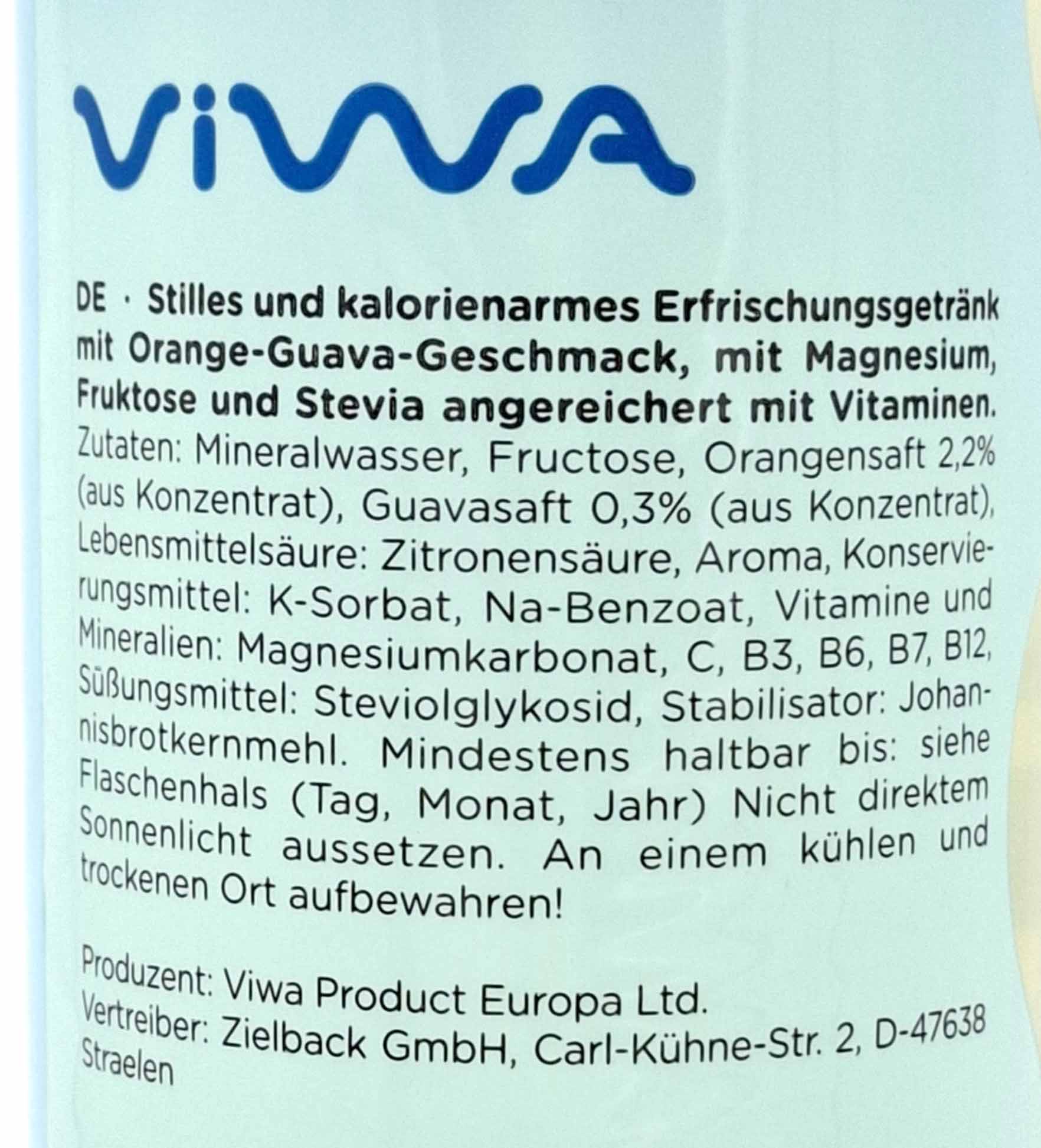 Viwa Magnemax Guave Orange 12x600ml PET Fl. Vitaminwater = 7,2L, 5999885917884, 15999885917881, Zutaten