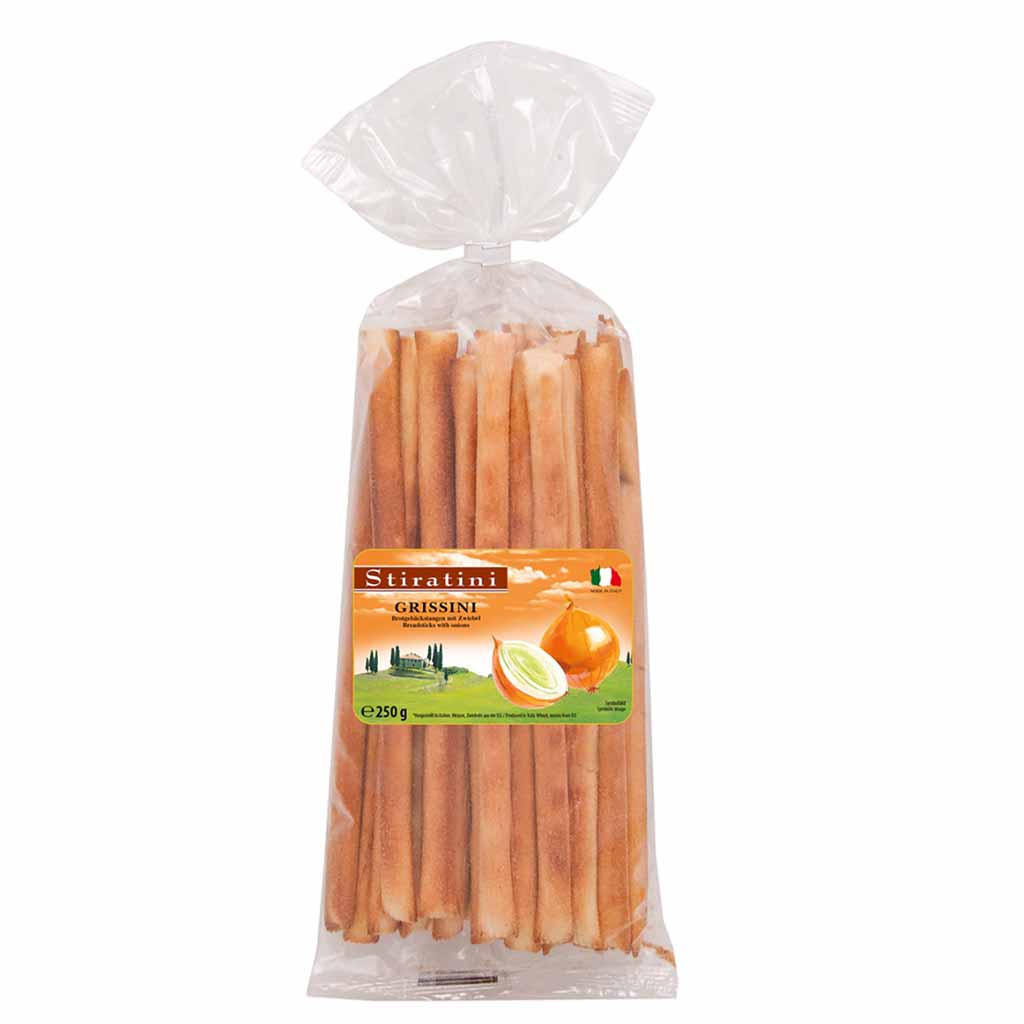 Stiratini Grissini Brotgebäckstangen mit Zwiebel 250g MHD 14.01.27