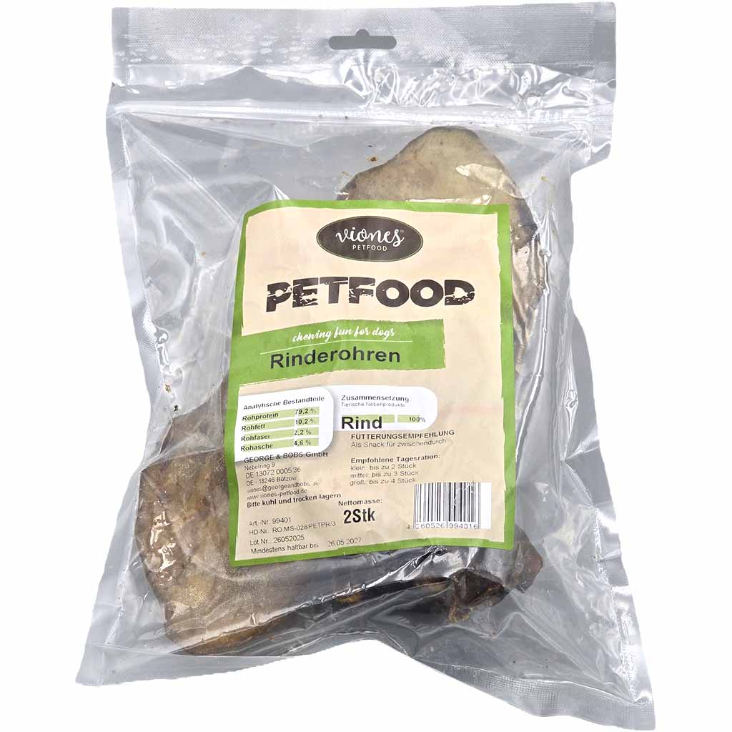 Viones Petfood Rinderohren 2 Stück MHD 26.05.27