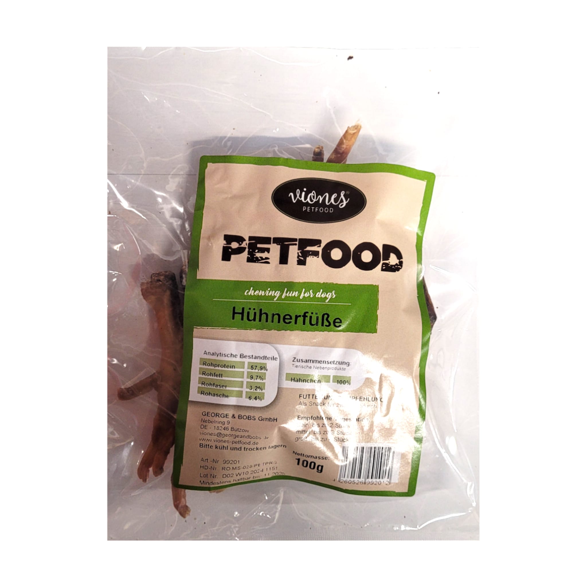 Hundesnack Hühnerfüße 100g MHD 01.07.27