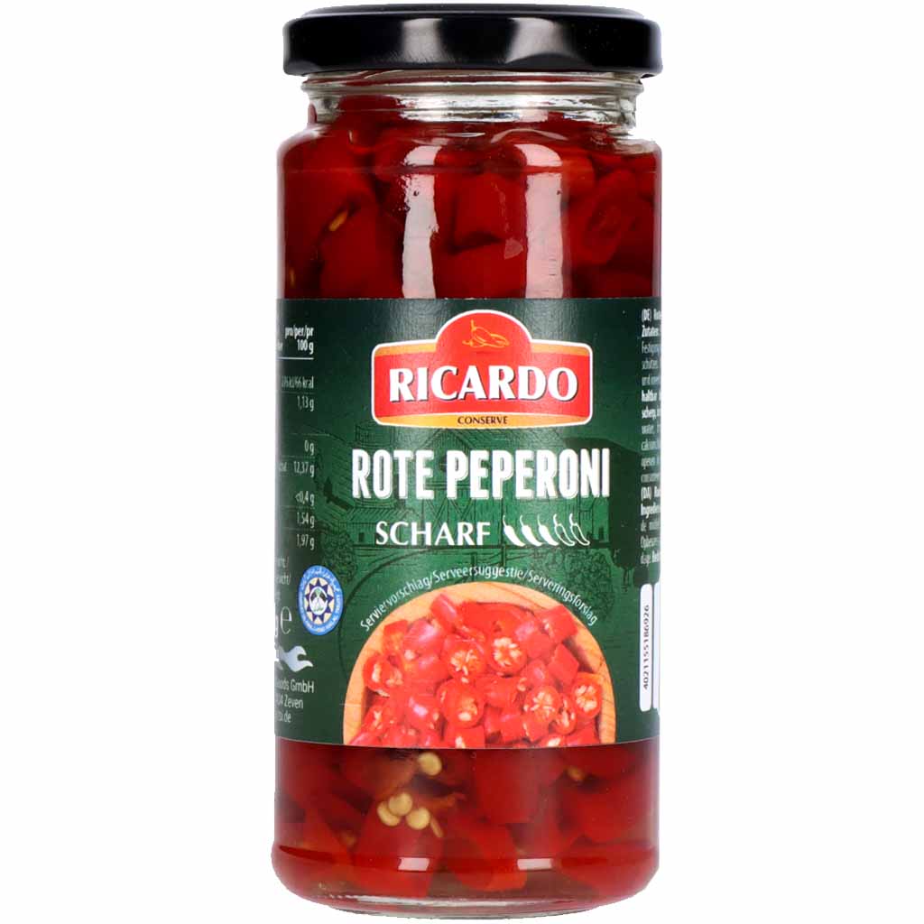 Ricardo rote Peperoni scharf geschnitten 135g MHD 01.12.26