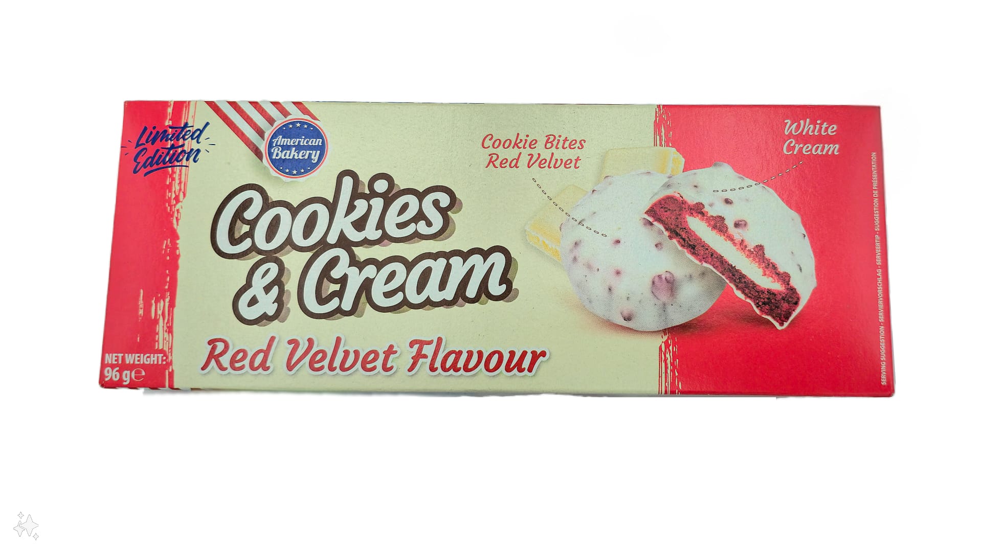 American Bakery Cookies & Cream Red Velvet Flavor 96g MHD 17.12.26