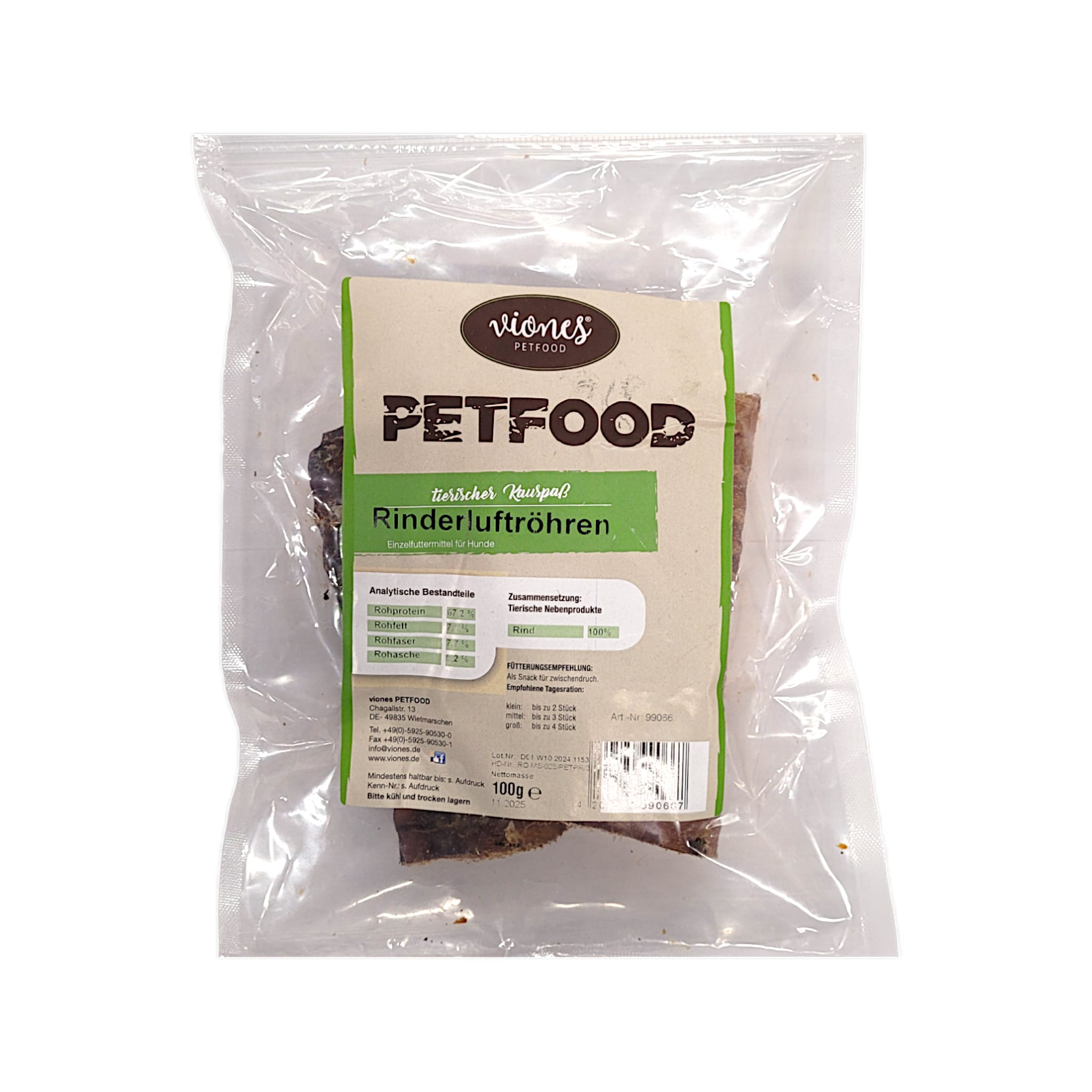 Hundesnack Rinderluftröhren 100g MHD 01.07.27