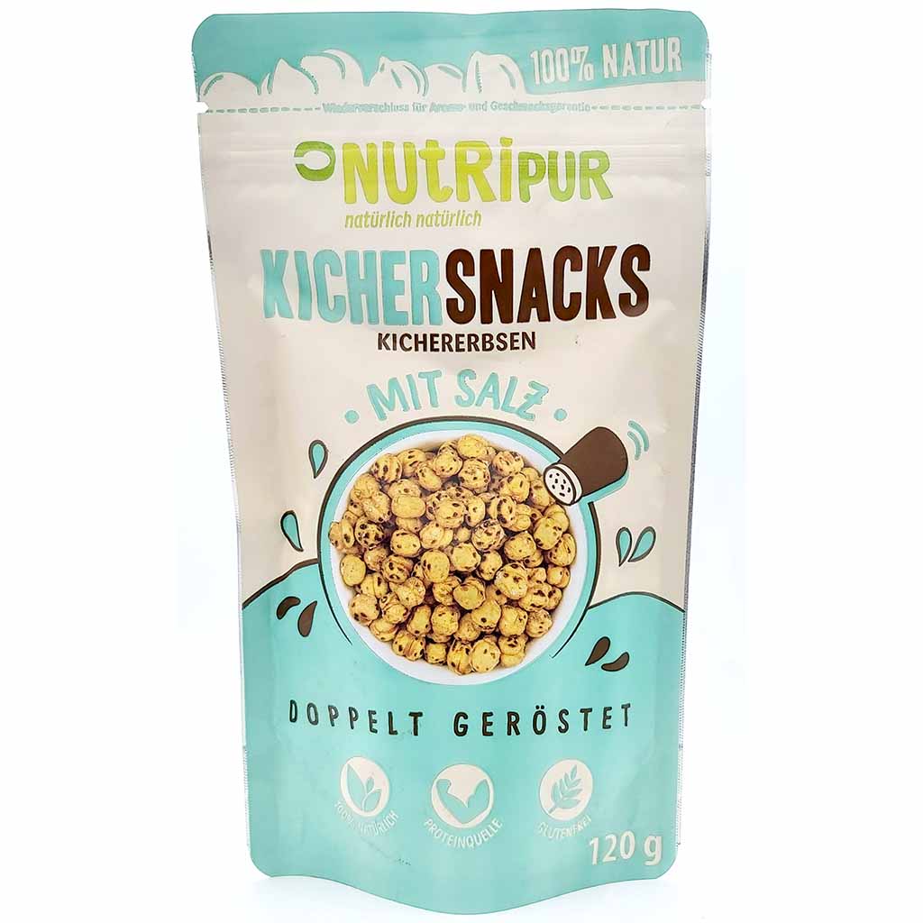 NutRipur Kichererbsen Snacks mit Salz doppelt geröstet 120g