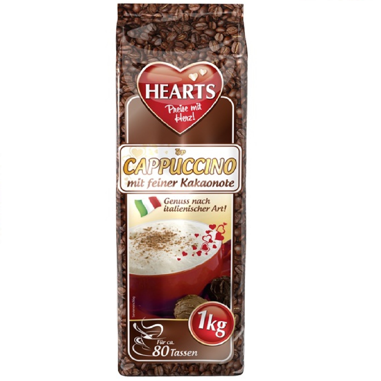 Hearts Cappuccino mit feiner Kakaonote 1000g MHD 08.01.28