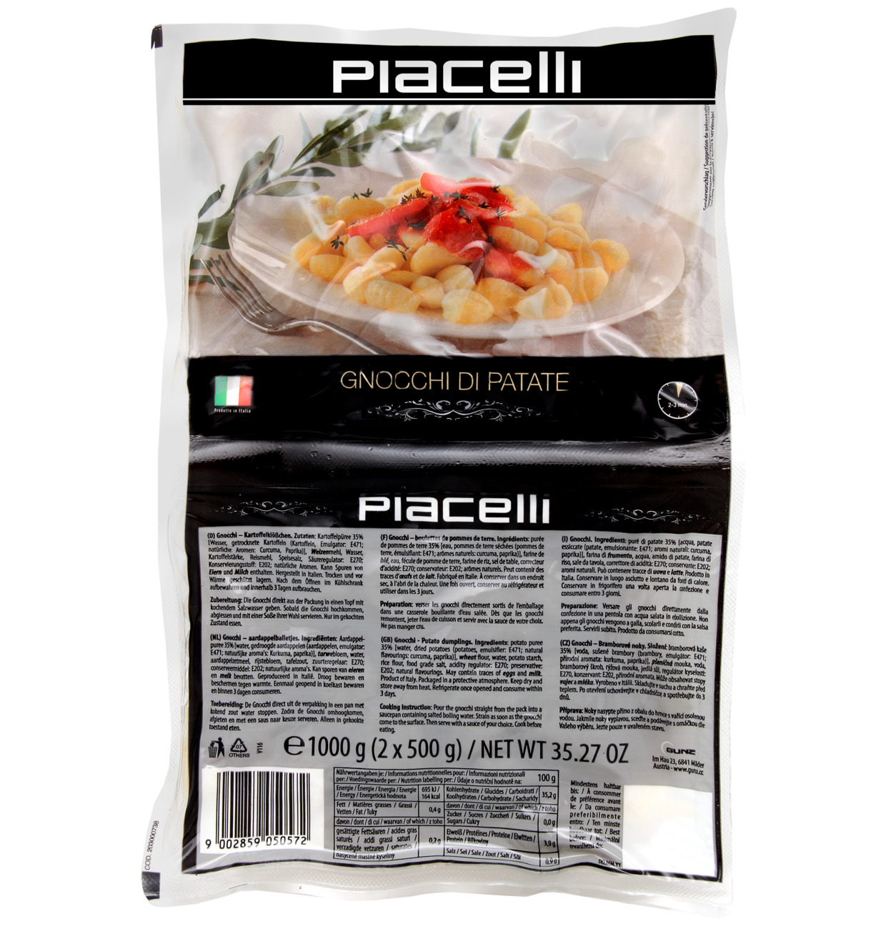 Piacelli Gnocchi di patate aus Kartoffeln 1kg (2x500g) MHD 19.11.26
