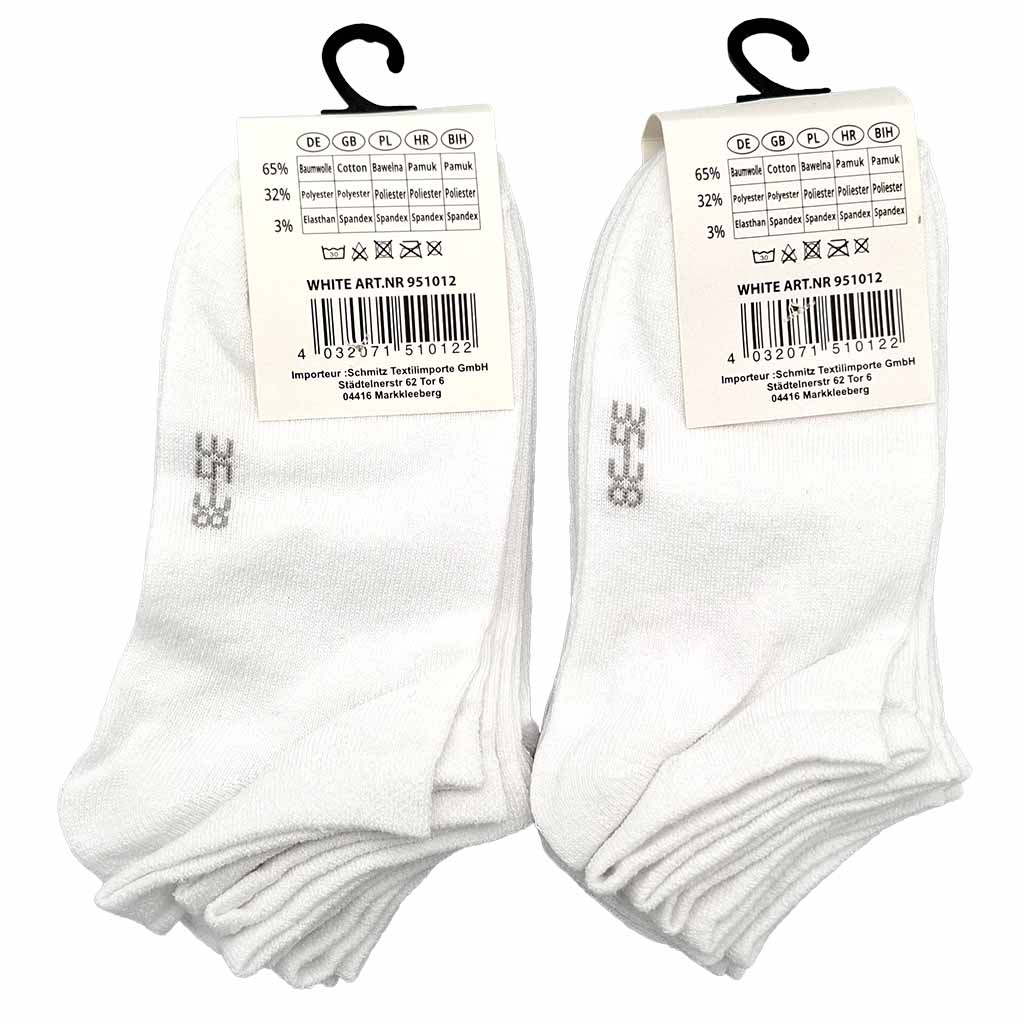 8 Paar action Sneaker Unisex weiss 35-38