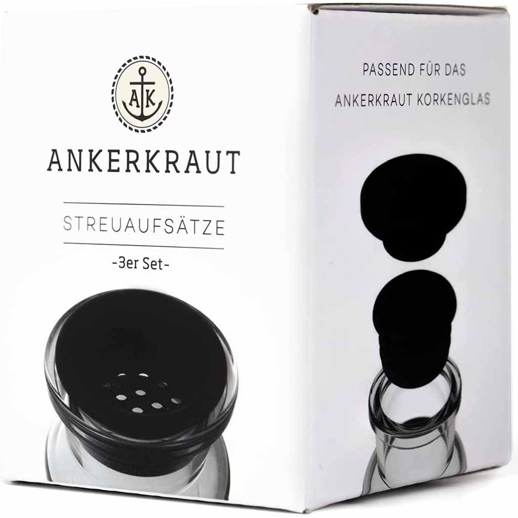 Ankerkraut Korkenglas Streuaufsatz 3er-Set 3 Lochgrößen