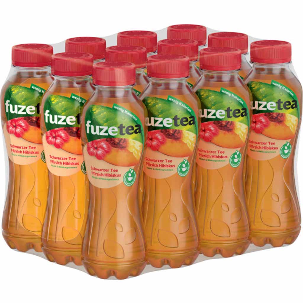 12x Fuze Tea Schwarzer Tee Pfirsich Hibiskus PET á 400ml=4,8L MHD 30.08.26