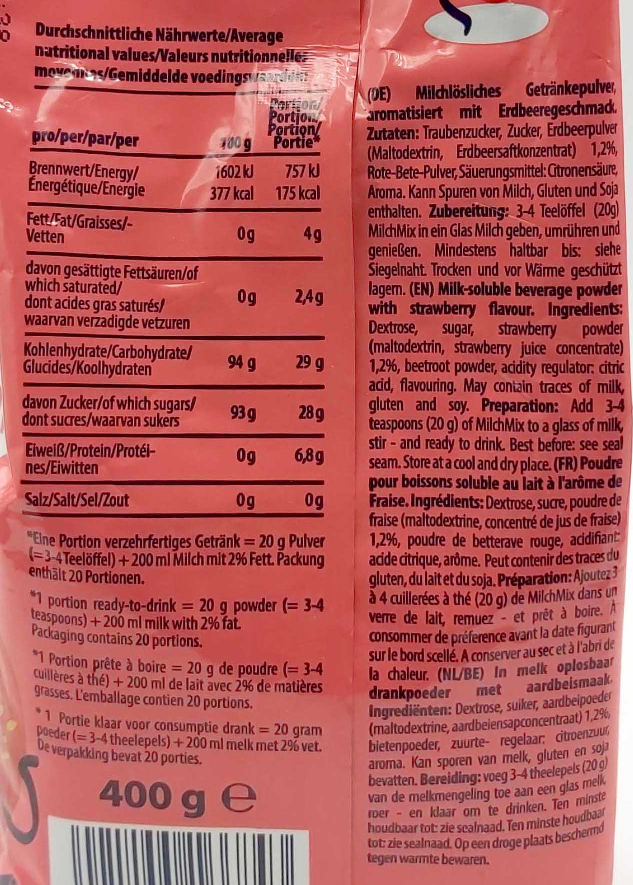 Mimi Erdbeere Milch Mix Pulver 400g  EAN 4021155166843