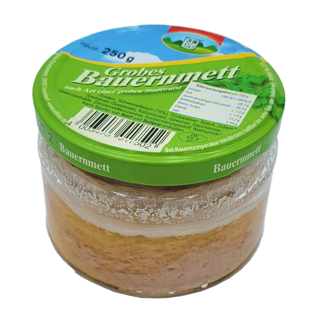 Gutes aus der Eifel Grobes Eifeler Bauernmett nach Hausmacher Art 250g MHD 11.12.27