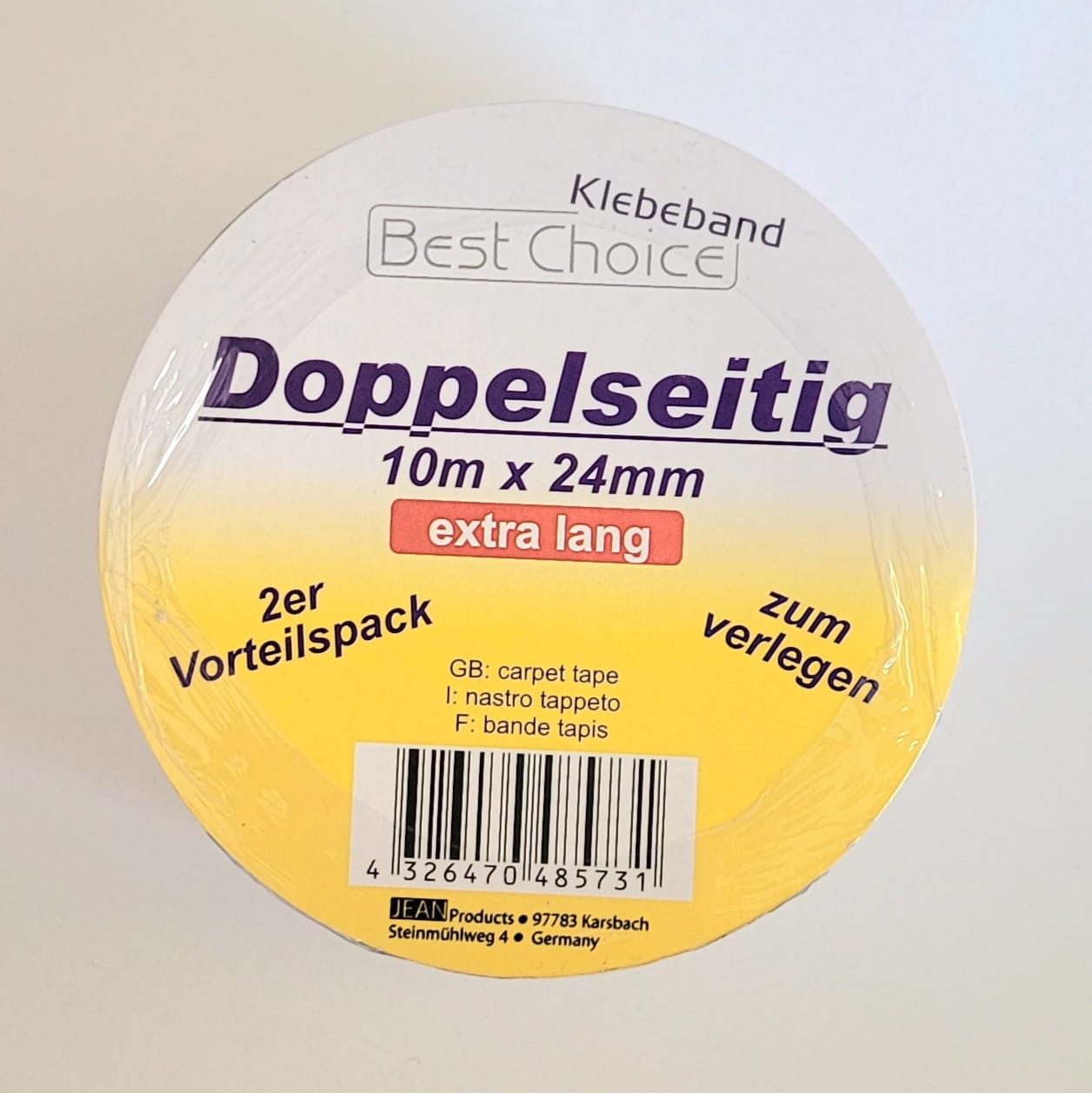Best Choice Klebeband Doppelseitig 10m x 24mm 2er Pack